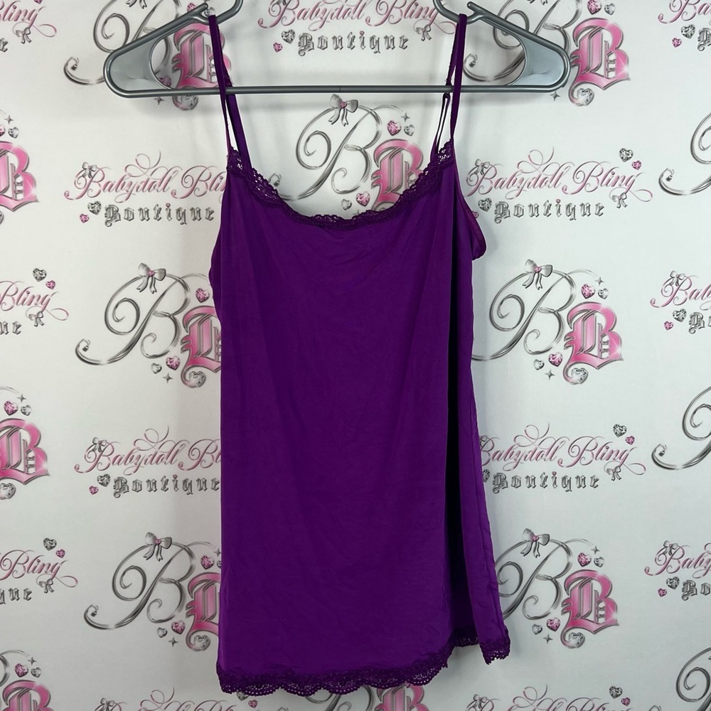 Jockey tank top stretchy lace detail trim strappy Vibrant Purple Camisole